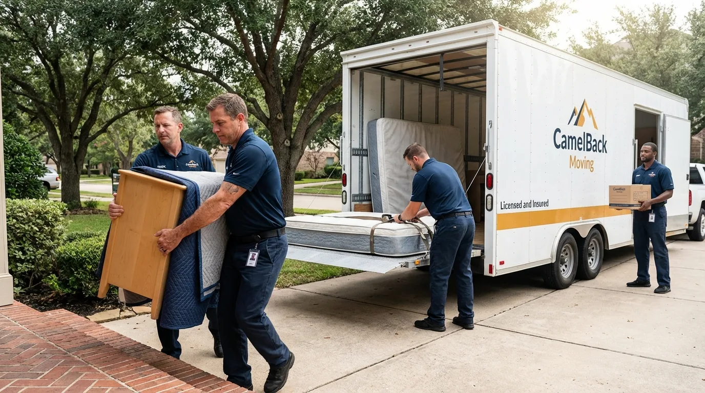 Crew loading residential truck for cross-state move from Wrightsville, GA