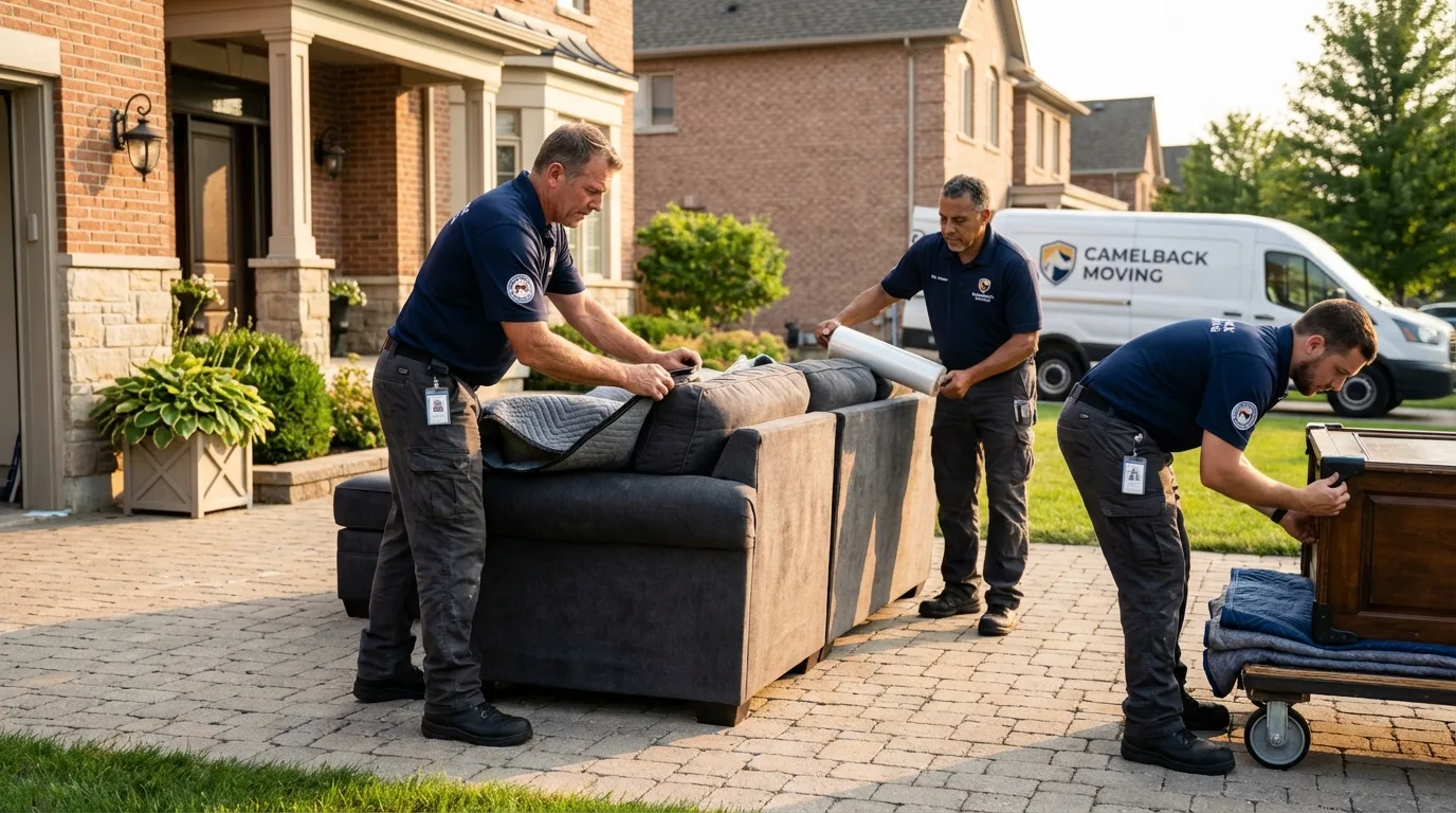 Large estate moving crew wrapping furniture in Wrightsville, GA