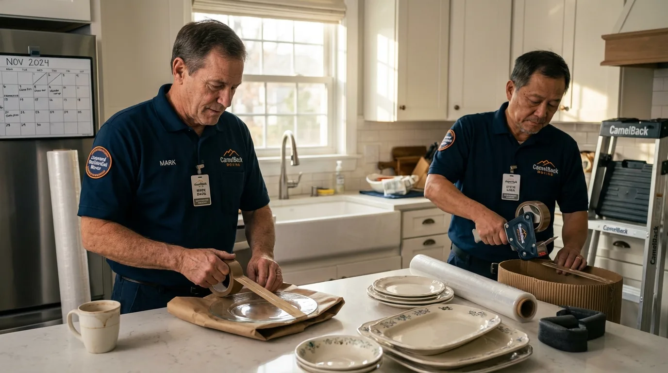 Professional crew packing kitchen dishware in Wrightsville, GA